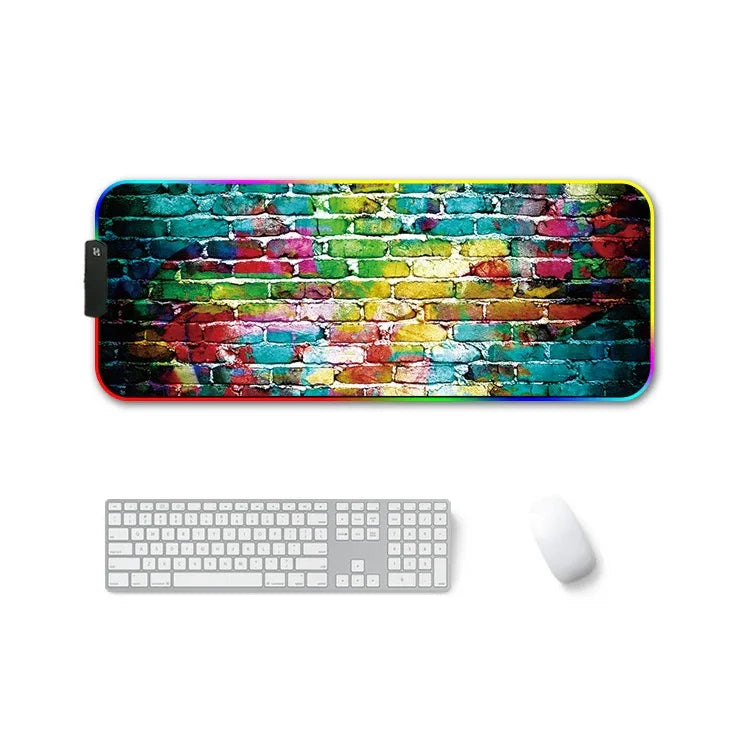 Tapis de souris antidérapant lumineux RGB à transfert thermique en caoutchouc F-01, 350x900x3mm, 350x900x4mm, 400x900x3mm, 400x900x4mm