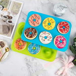 Outils de cuisson au four Moule à gâteau en silicone pour beignets, 8 cavités marron, 6 cavités bleu, 6 cavités violet, 6 cavités vert, 6 cavités orange, 6 cavités jaune, 6 cavités rouge