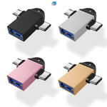 10 PCS LI-09 Adaptateur OTG multifonction USB 3.0 Femelle vers USB-C / Type-C + Micro USB Mâle avec cordon, Noir, Or, Argent, Or rose