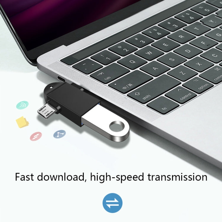 10 PCS LI-09 Adaptateur OTG multifonction USB 3.0 Femelle vers USB-C / Type-C + Micro USB Mâle avec cordon, Noir, Or, Argent, Or rose