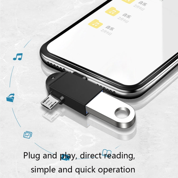 10 PCS LI-09 Adaptateur OTG multifonction USB 3.0 Femelle vers USB-C / Type-C + Micro USB Mâle avec cordon, Noir, Or, Argent, Or rose