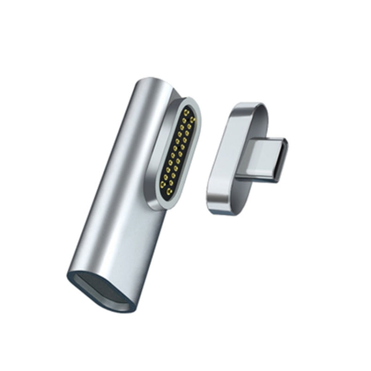 Adaptateur magnétique USB-C / Type-C coudé 20 broches supportant la charge et la transmission vidéo 4K, Argent, Gris, Noir
