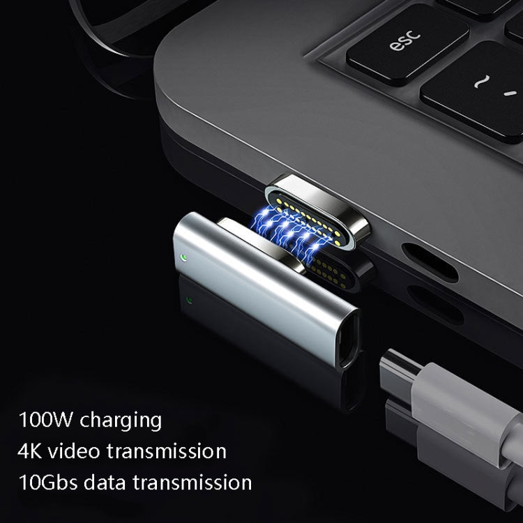 Adaptateur magnétique USB-C / Type-C coudé 20 broches supportant la charge et la transmission vidéo 4K, Argent, Gris, Noir