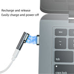 Adaptateur magnétique USB-C / Type-C coudé 20 broches supportant la charge et la transmission vidéo 4K, Argent, Gris, Noir