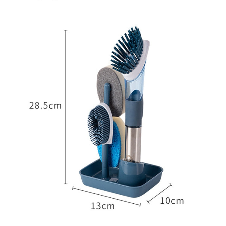 Brosse à récurer la vaisselle avec réservoir de détergent intégré, manche long, bleu, rose, gris