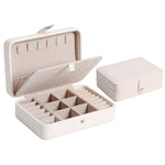 Boîte de Rangement à Bijoux Double Couche en Cuir Portable Simple pour Boucles d'Oreilles et Bagues, 16 x 11 x 5 cm