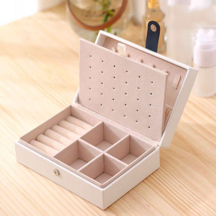 Boîte à bijoux portable style princesse, petite boîte de rangement simple pour boucles d'oreilles et bagues, 16,5 x 11,5 x 5,8 cm