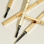 3 CRAYONS À SOURCILS DOUBLES MAYCHEER 3117 BARRES D'OR PETITES, TÊTE FINE, IMPERMÉABLES, ANTI-BAVURES : 1 Café profond, 2 Café clair, 3 Gris noir, 4 Gris brun, 5 Vert mousse
