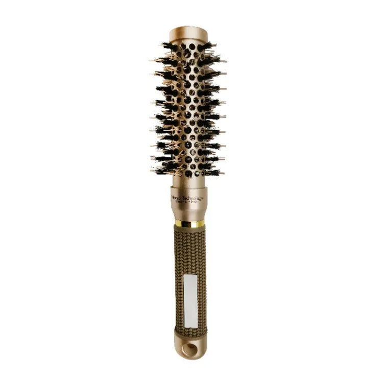 Brosse à cheveux cylindrique bouclée en céramique, résistante aux hautes températures, avec picots en nylon, 25, 32, 45, 53