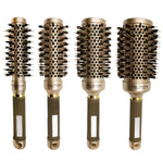 Brosse à cheveux cylindrique bouclée en céramique, résistante aux hautes températures, avec picots en nylon, 25, 32, 45, 53