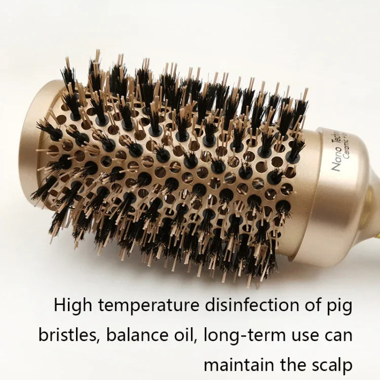 Brosse à cheveux cylindrique bouclée en céramique, résistante aux hautes températures, avec picots en nylon, 25, 32, 45, 53