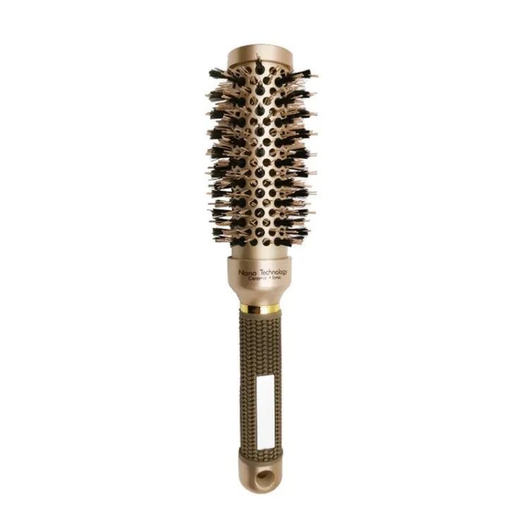 Brosse à cheveux cylindrique bouclée en céramique, résistante aux hautes températures, avec picots en nylon, 25, 32, 45, 53