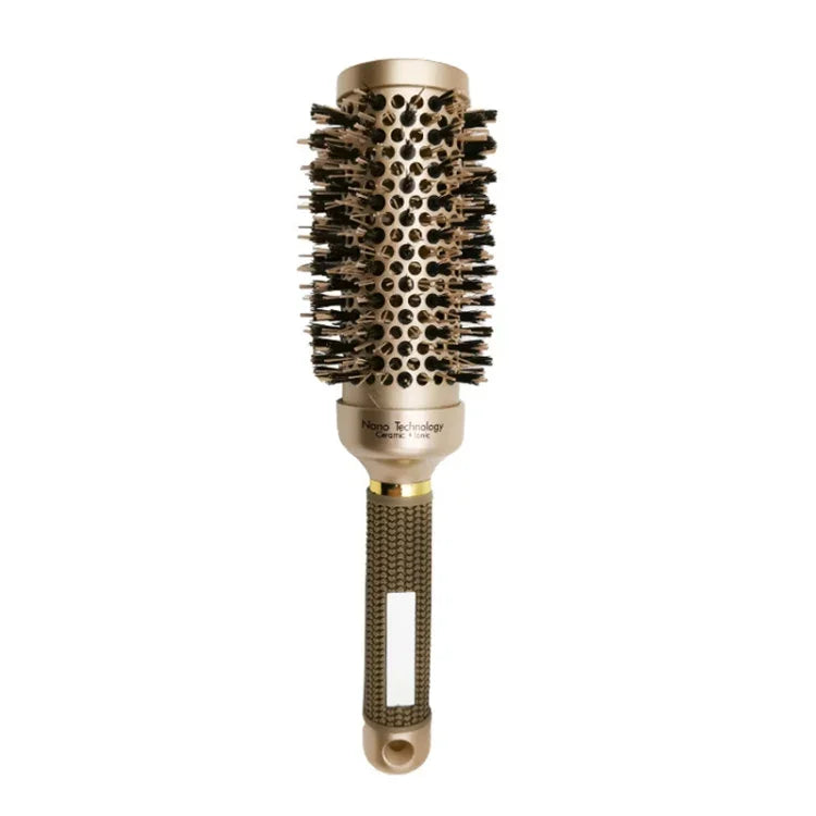 Brosse à cheveux cylindrique bouclée en céramique, résistante aux hautes températures, avec picots en nylon, 25, 32, 45, 53