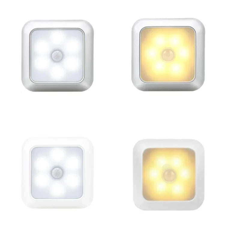 1143 Lumière de nuit intelligente à détection du corps humain, éclairage d'ambiance pour la maison, lumière blanche argentée, lumière chaude argentée, lumière blanche coque blanche, lumière chaude coque blanche