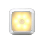 1143 Lumière de nuit intelligente à détection du corps humain, éclairage d'ambiance pour la maison, lumière blanche argentée, lumière chaude argentée, lumière blanche coque blanche, lumière chaude coque blanche