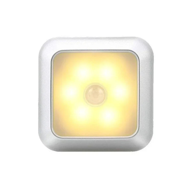 1143 Lumière de nuit intelligente à détection du corps humain, éclairage d'ambiance pour la maison, lumière blanche argentée, lumière chaude argentée, lumière blanche coque blanche, lumière chaude coque blanche