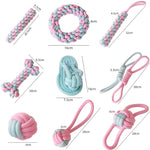 Jouet de nettoyage des dents pour chien en corde de coton, couleur bonbon, tissée en corde de coton.