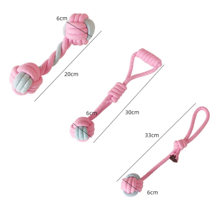 Jouet de nettoyage des dents pour chien en corde de coton, couleur bonbon, tissée en corde de coton.