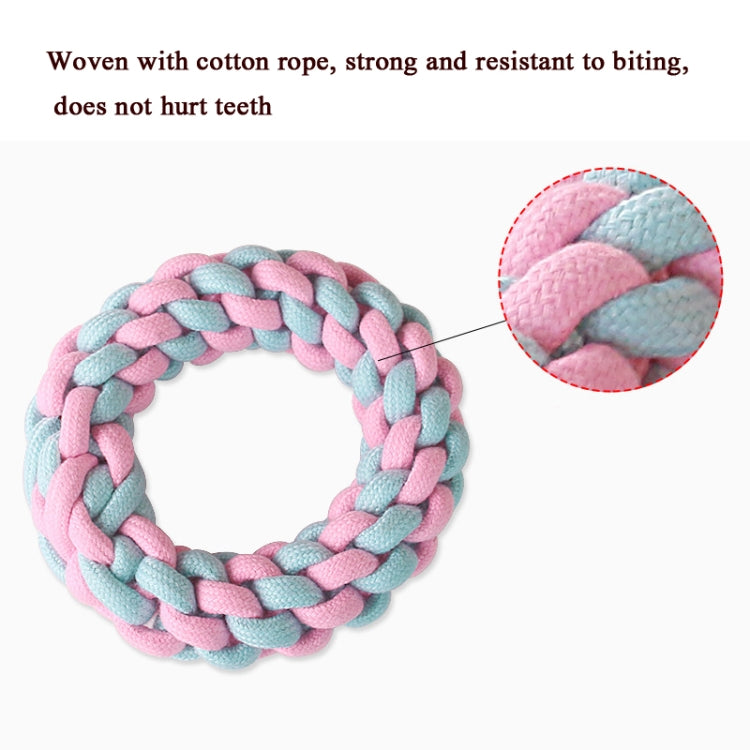 Jouet de nettoyage des dents pour chien en corde de coton, couleur bonbon, tissée en corde de coton.