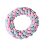 Jouet de nettoyage des dents pour chien en corde de coton, couleur bonbon, tissée en corde de coton.