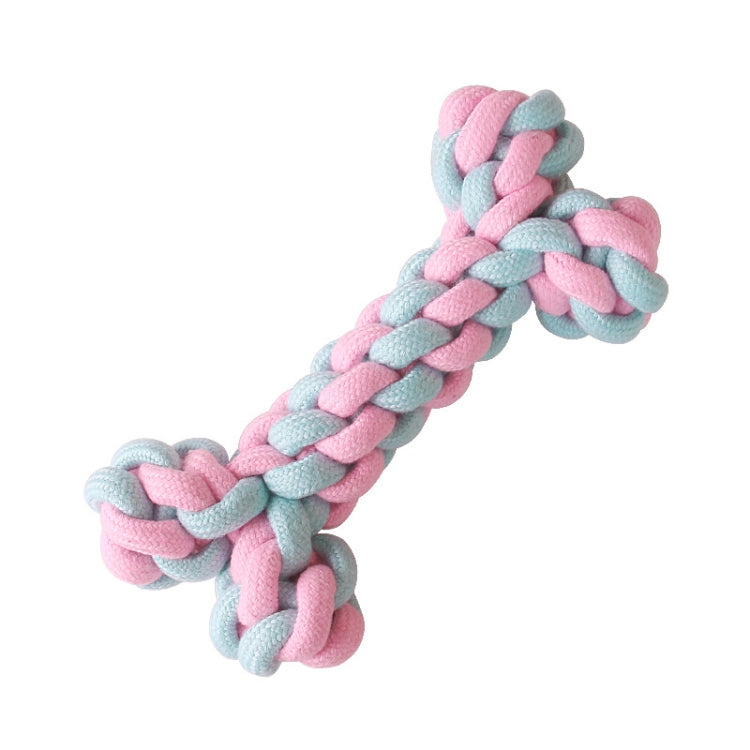 Jouet de nettoyage des dents pour chien en corde de coton, couleur bonbon, tissée en corde de coton.