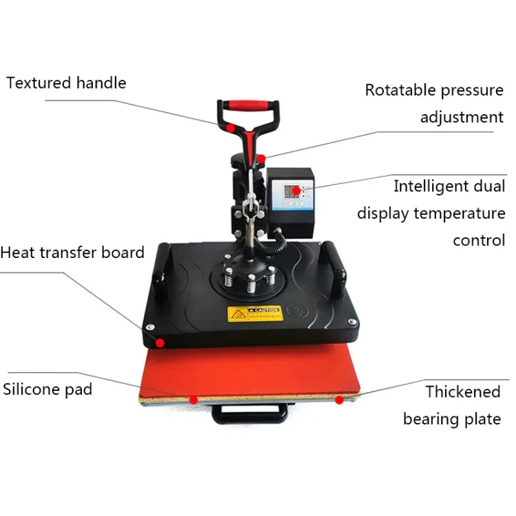 WL2938T Machine de transfert de chaleur 5 en 1 1200W pour l'impression de t-shirts, prise UE, 1200W