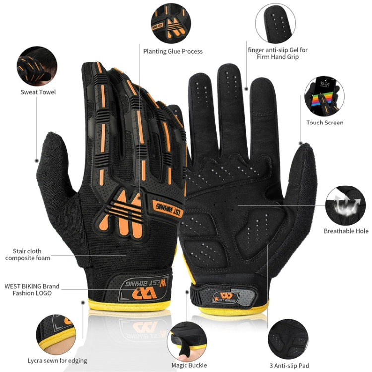 WEST BIKING YP0211208 Gants de cyclisme moto à doigts longs antidérapants avec écran tactile, M, L, XL