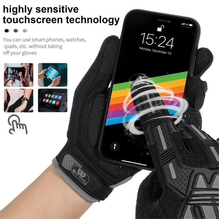 WEST BIKING YP0211208 Gants de cyclisme moto à doigts longs antidérapants avec écran tactile, M, L, XL
