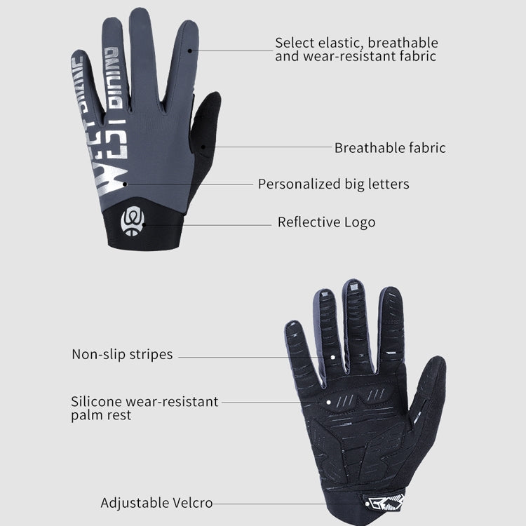 WEST BIKING YP0211214 Gants longs antichoc, antidérapants et compatibles écrans tactiles pour le cyclisme et le sport, Tailles M, L, XL