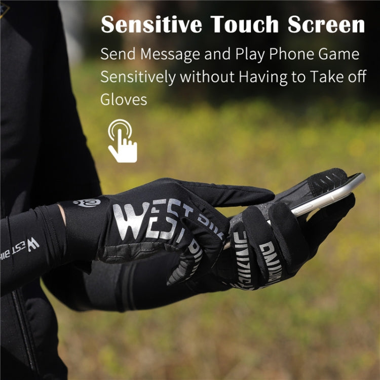 WEST BIKING YP0211214 Gants longs antichoc, antidérapants et compatibles écrans tactiles pour le cyclisme et le sport, Tailles M, L, XL