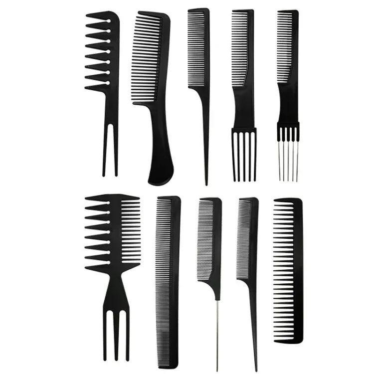 Lot de 10 peignes plats de coiffure en plastique