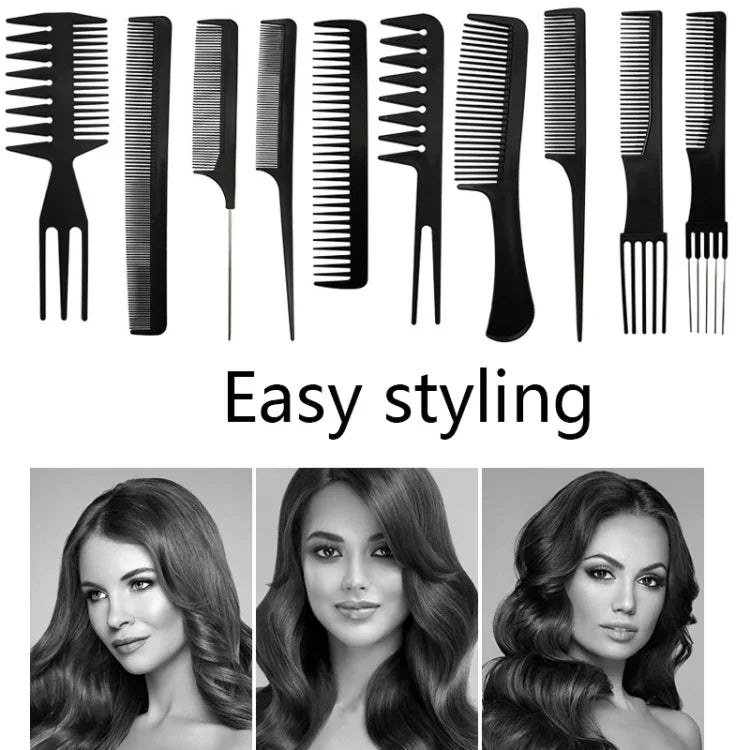 Lot de 10 peignes plats de coiffure en plastique