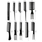 Lot de 10 peignes plats de coiffure en plastique
