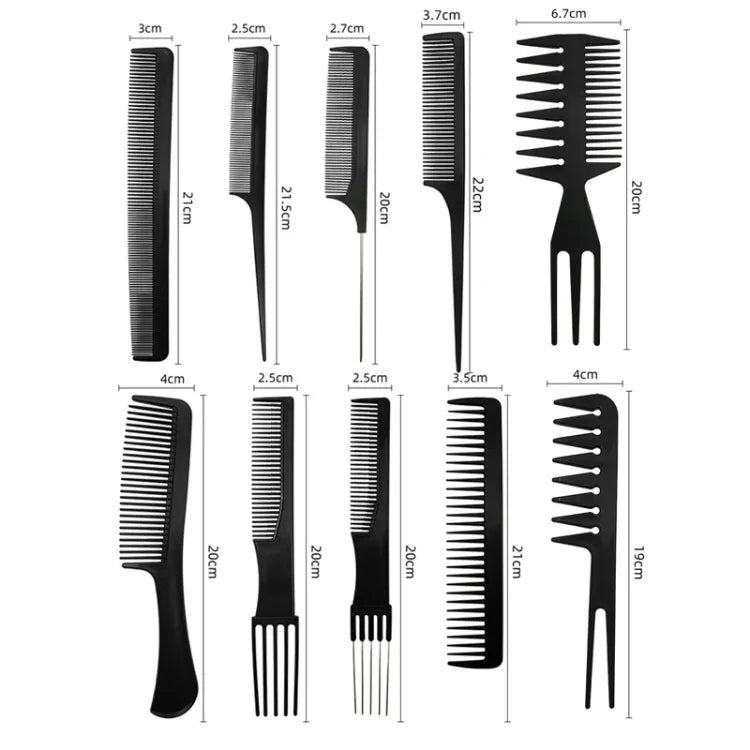 Lot de 10 peignes plats de coiffure en plastique