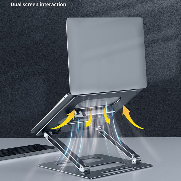 Oatsbasf Z08 Support d'ordinateur portable en métal Réglable pour bureau, Rehausseur d'ordinateur portable, Argent, Gris