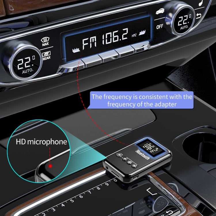 Émetteur Récepteur Bluetooth 5.0 Adaptateur 2-en-1 Haut-parleur d'ordinateur Voiture FM, Noir
