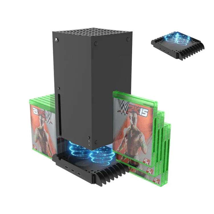 Base de refroidissement multifonction JYS X133 + rangement pour disques de jeu pour console Xbox Series X, JYS X133