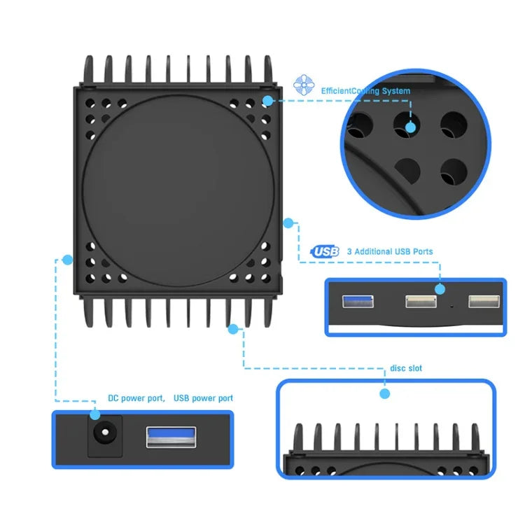 Base de refroidissement multifonction JYS X133 + rangement pour disques de jeu pour console Xbox Series X, JYS X133