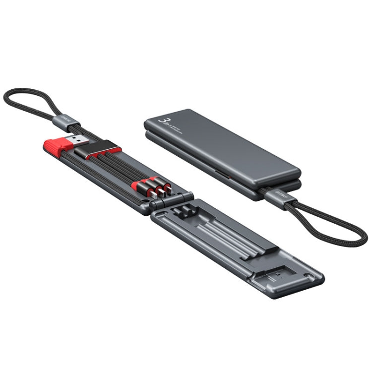 Oatsbasf 03083 Câble de charge portable multifonction Micro USB + USB-C / Type-C + 8 broches 3 en 1, blanc, gris, orange, vert