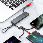 Oatsbasf 03083 Câble de charge portable multifonction Micro USB + USB-C / Type-C + 8 broches 3 en 1, blanc, gris, orange, vert