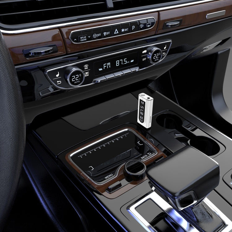 Adaptateur récepteur Bluetooth 5.0 USB pour voiture, transmetteur stéréo à double sortie audio FM + AUX, K9 Blanc