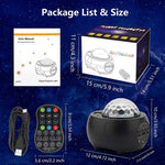 DQ-M3 LED Ciel étoilé rotatif Lumière Bluetooth Musique Planètes Projecteur océan Support carte TF,Style:, USB + Bluetooth, Batterie + Bluetooth