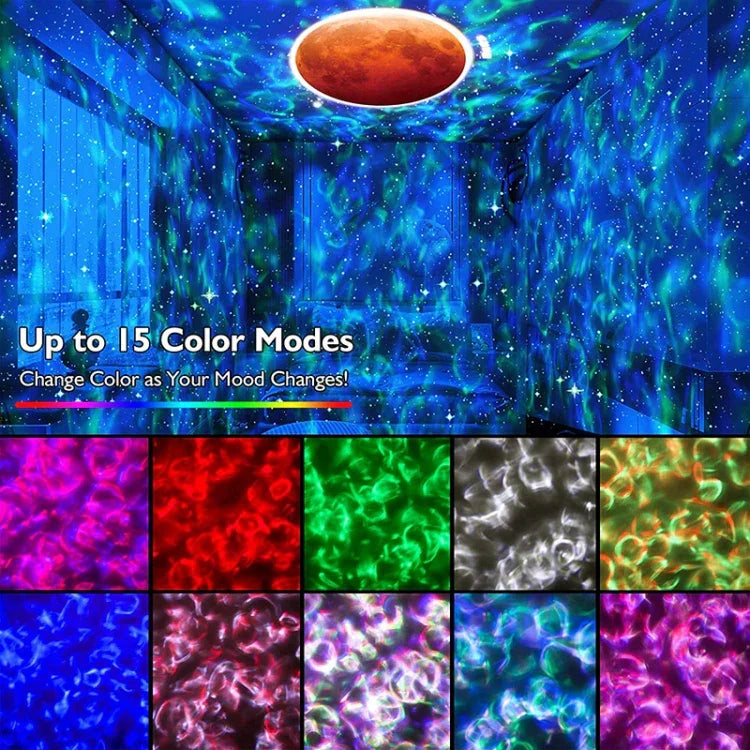 DQ-M3 LED Ciel étoilé rotatif Lumière Bluetooth Musique Planètes Projecteur océan Support carte TF,Style:, USB + Bluetooth, Batterie + Bluetooth