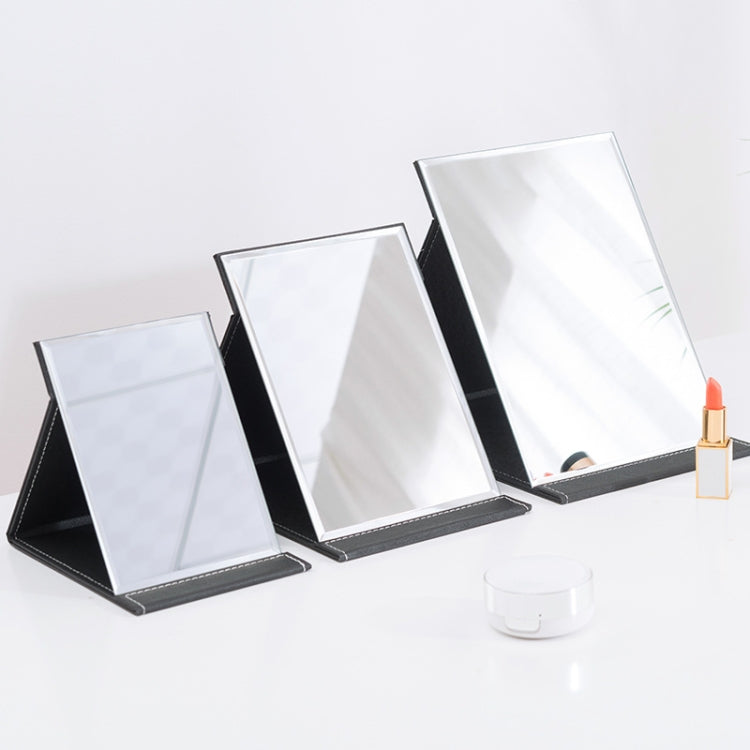 Miroir de maquillage pliable portable haute définition en cuir PU, format : M (rose), XL (noir), XL (blanc), L (noir), M (noir)