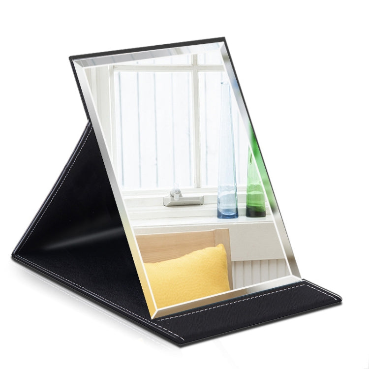 Miroir de maquillage pliable portable haute définition en cuir PU, format : M (rose), XL (noir), XL (blanc), L (noir), M (noir)