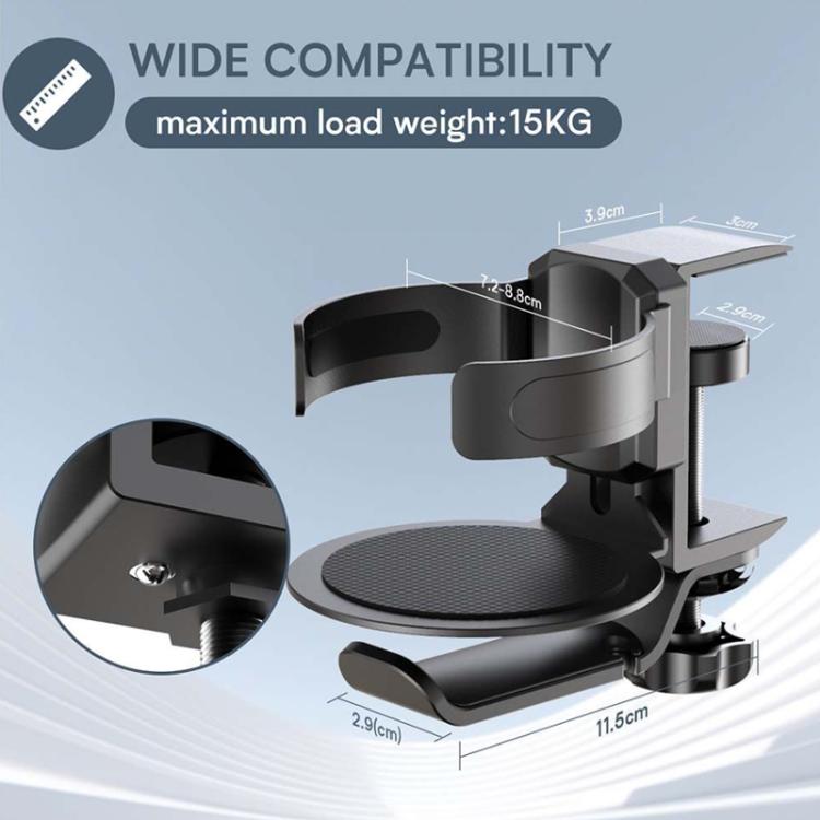 Porte-gobelet rotatif support casque support casque pour cybercafé moniteur, noir, argent clair de lune