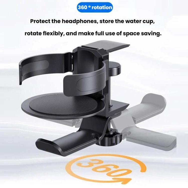 Porte-gobelet rotatif support casque support casque pour cybercafé moniteur, noir, argent clair de lune