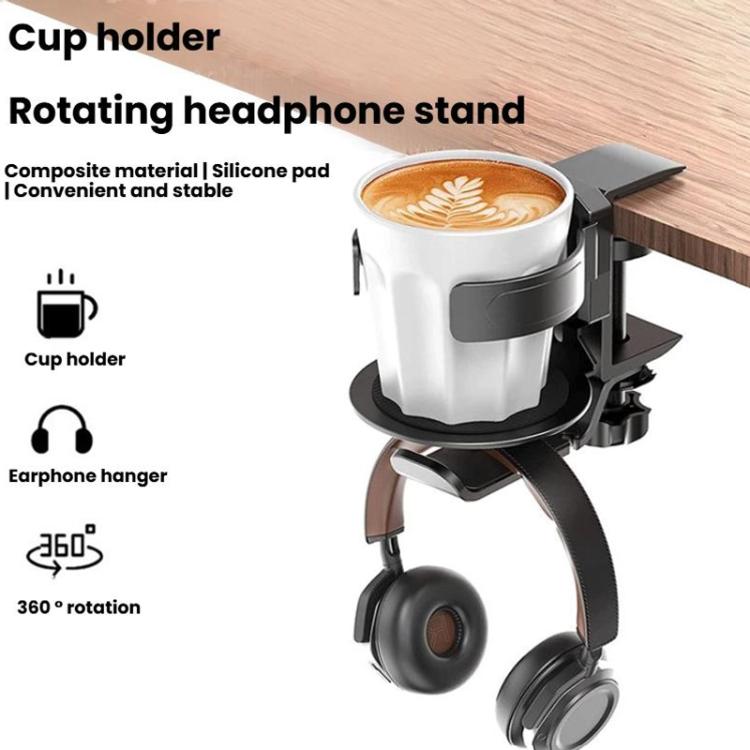 Porte-gobelet rotatif support casque support casque pour cybercafé moniteur, noir, argent clair de lune