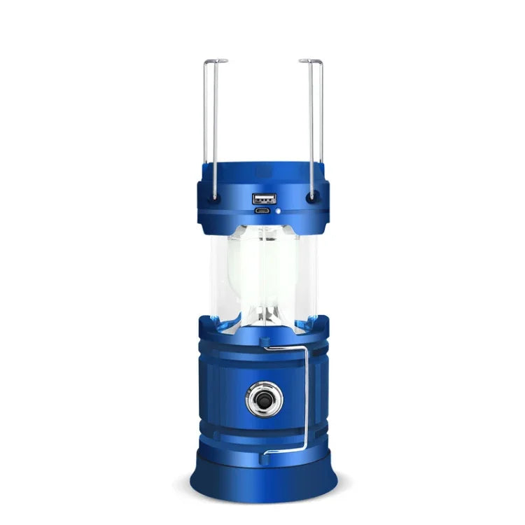 5803 Lampe de camping solaire Lampe portable de secours à LED pour l'extérieur, support de sortie USB, solaire + USB