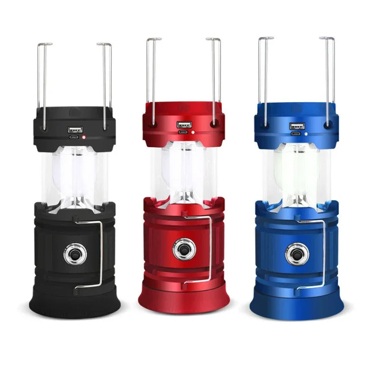 5803 Lampe de camping solaire Lampe portable de secours à LED pour l'extérieur, support de sortie USB, solaire + USB